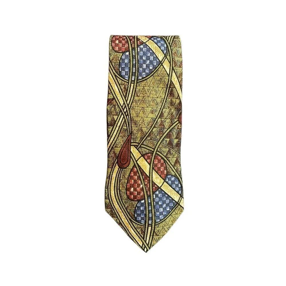 Ferrell Reed men’s vintage abstract 100% silk made in Italy tie 57